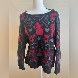 Disney Alice In Wonderland Queen of Hearts Villain Thick Sweater Goth Whimsigoth